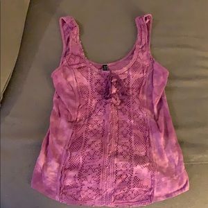 Purple Free People Tie Dye Corset Tank